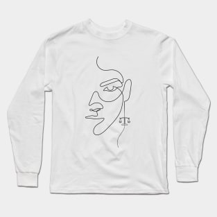 She's a Libra | One Line Drawing | One Line Art | Minimal | Minimalist Long Sleeve T-Shirt